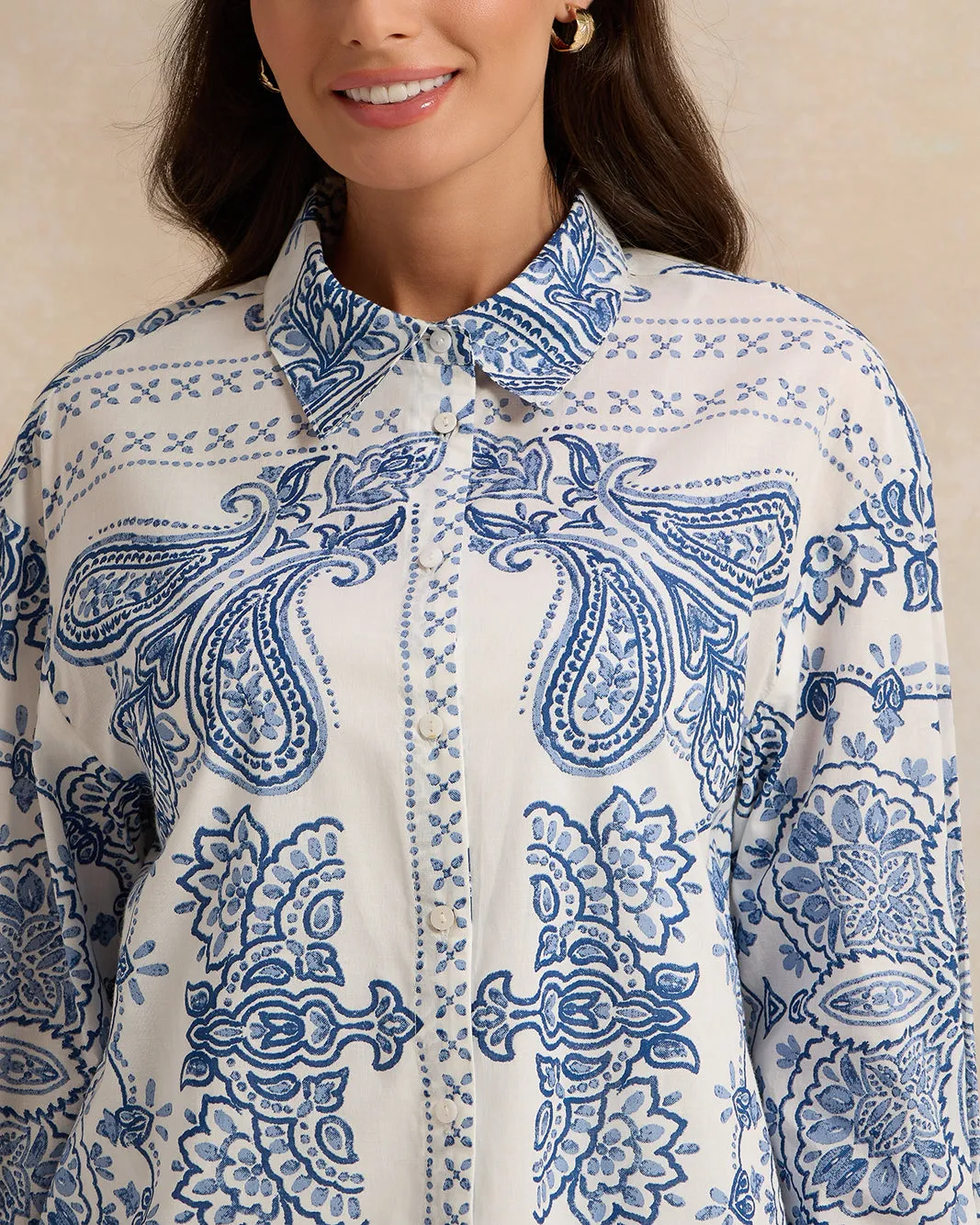 Women White Printed Shirt
