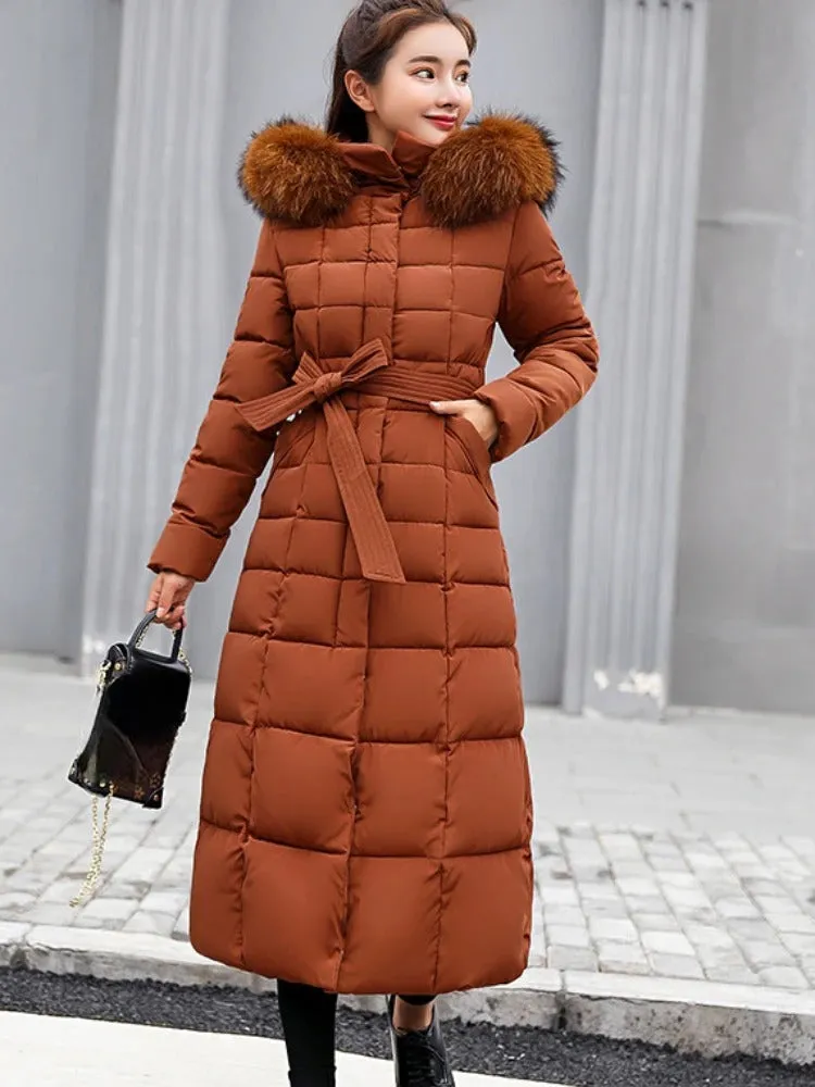 Women's Luella Long Warm Winter Coat with Belt