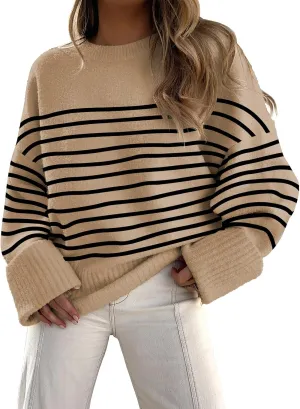 Women's Oversized Crewneck Long Sleeve Fuzzy Knit Casual Chunky Warm 2024 Fall Pullover Sweaters Top Trendy Outfits