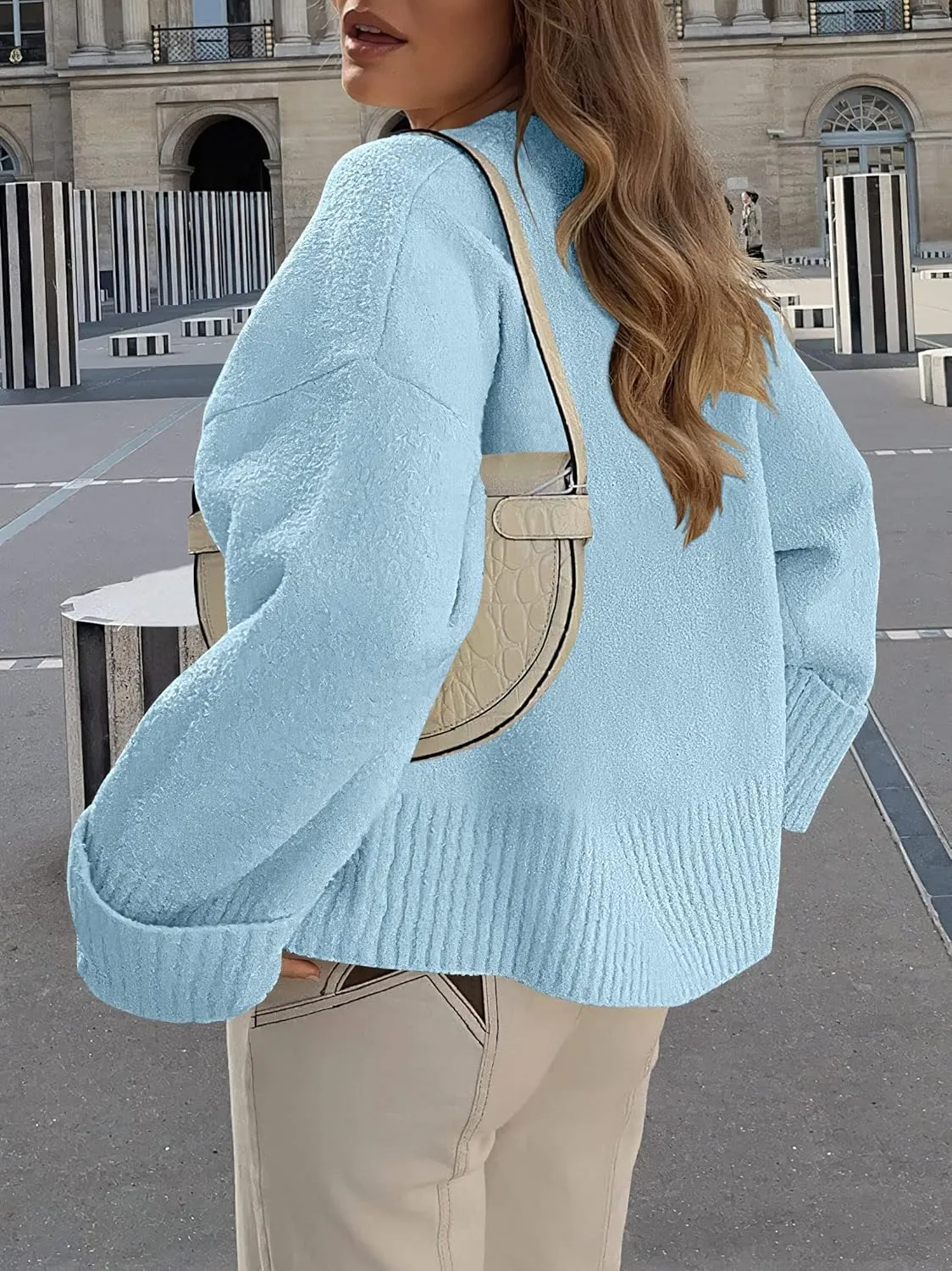Women's Oversized Crewneck Long Sleeve Fuzzy Knit Casual Chunky Warm 2024 Fall Pullover Sweaters Top Trendy Outfits