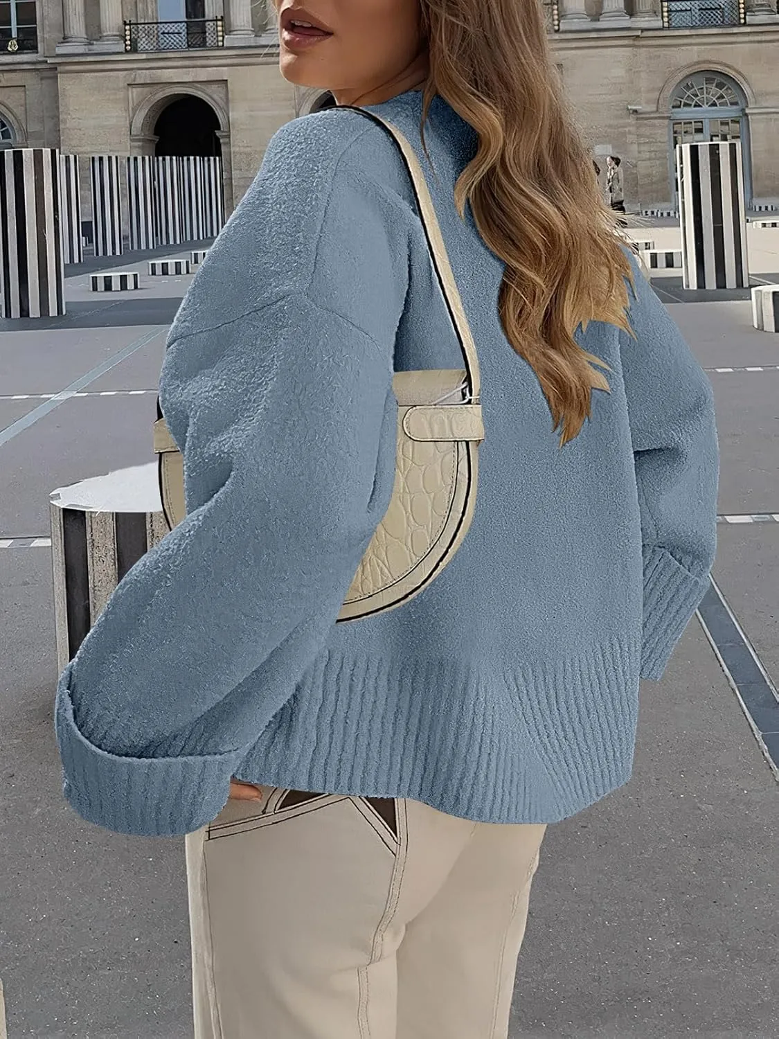 Women's Oversized Crewneck Long Sleeve Fuzzy Knit Casual Chunky Warm 2024 Fall Pullover Sweaters Top Trendy Outfits