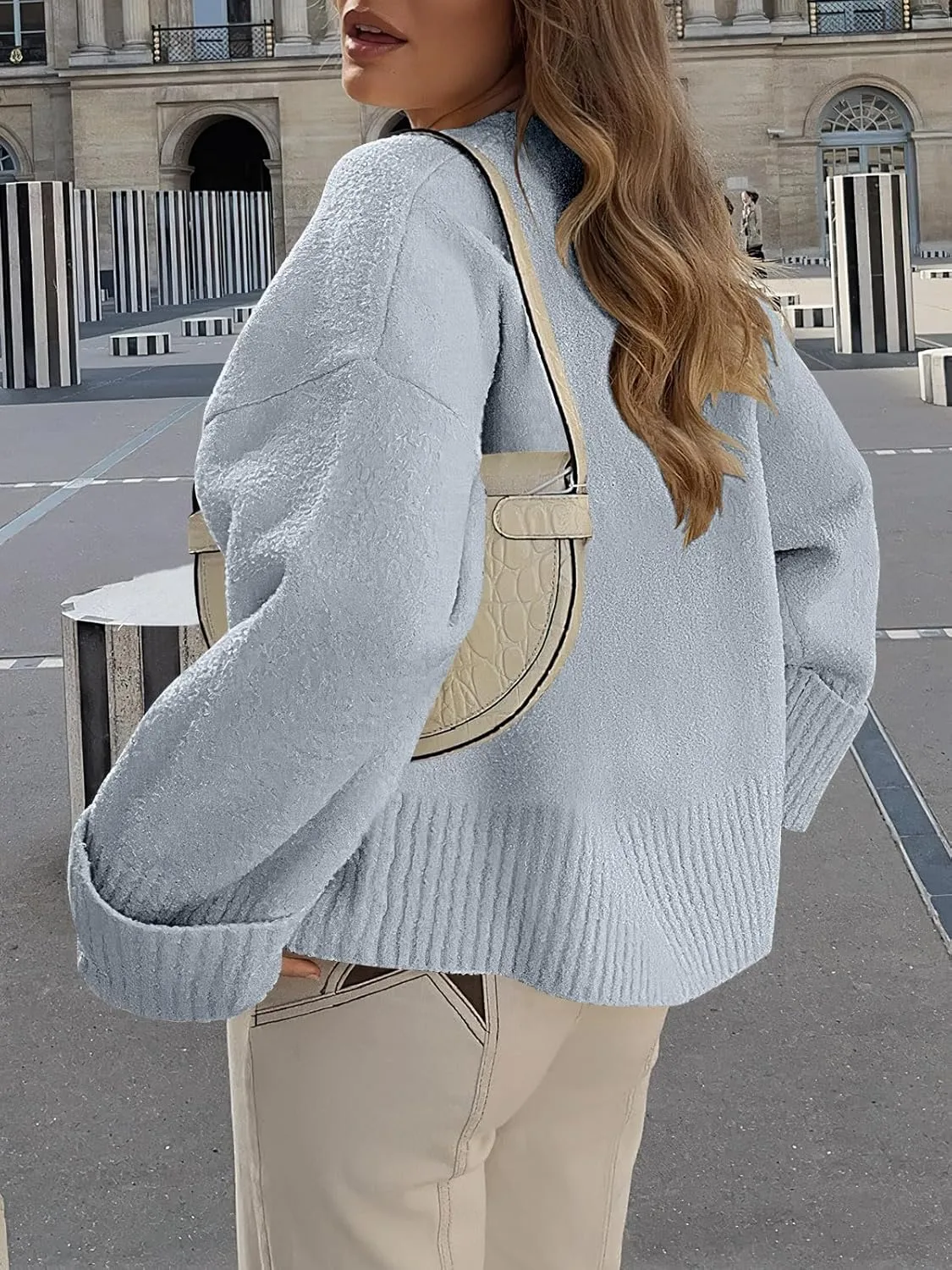 Women's Oversized Crewneck Long Sleeve Fuzzy Knit Casual Chunky Warm 2024 Fall Pullover Sweaters Top Trendy Outfits