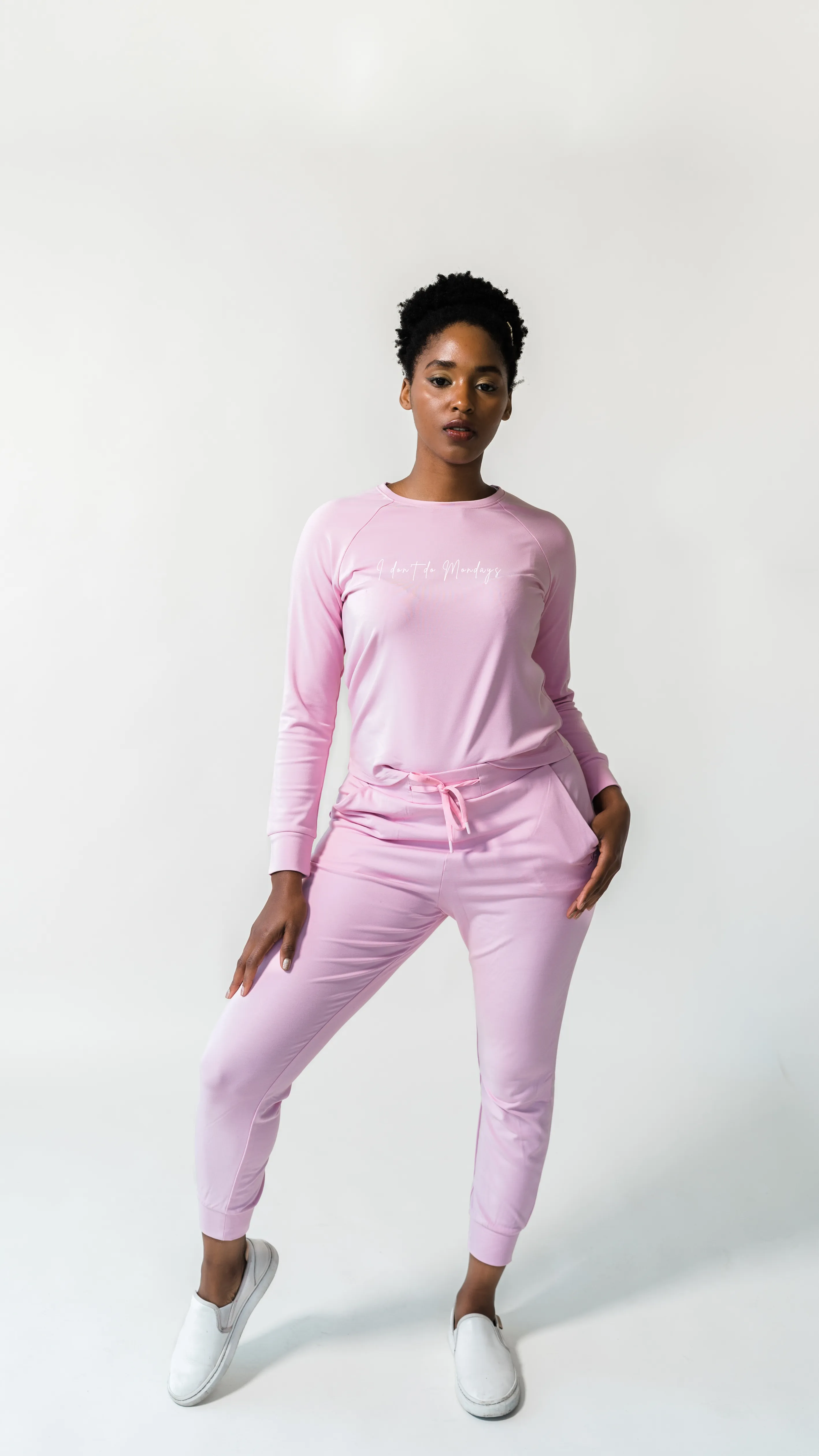 Women's Plain Bamboo Jogger & Pullover Set- Navy