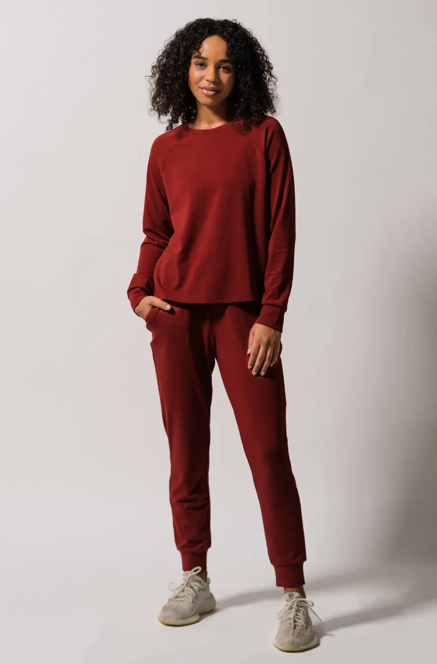 Women's Plain Bamboo Jogger & Pullover Set- Navy