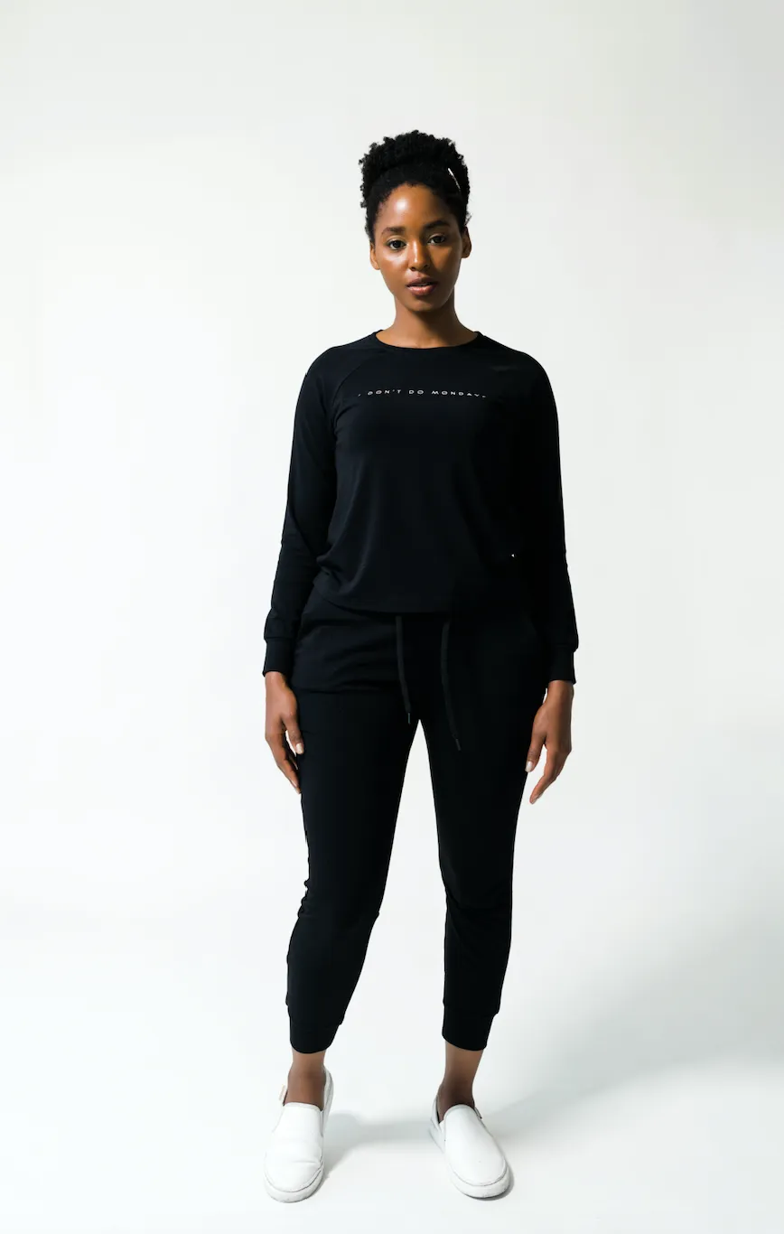 Women's Plain Bamboo Jogger & Pullover Set- Navy