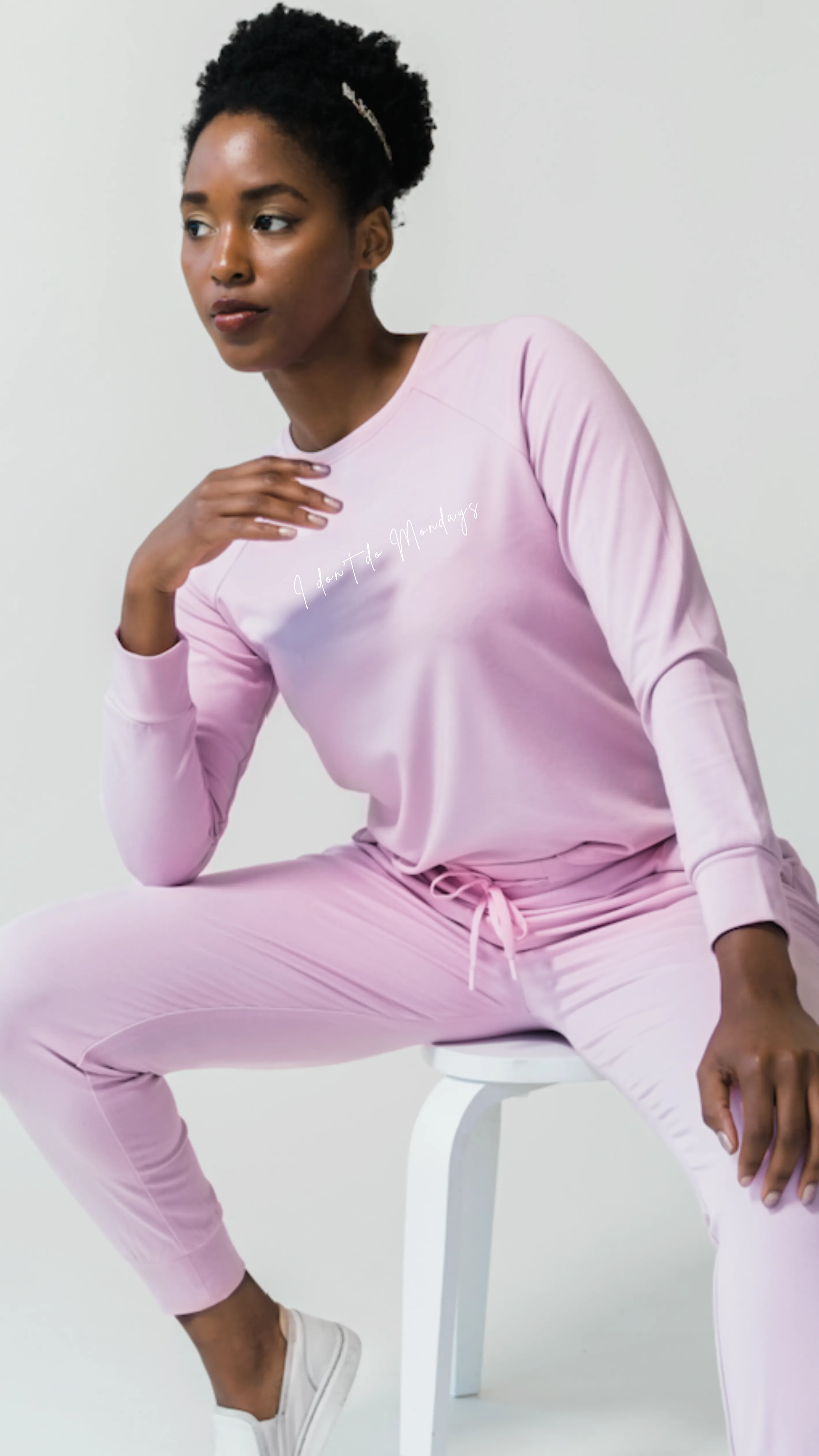 Women's Plain Bamboo Jogger & Pullover Set- Navy