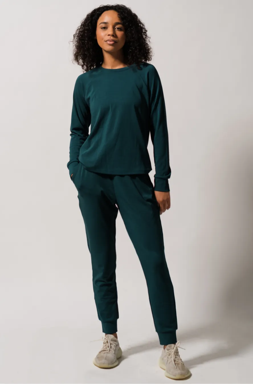 Women's Plain Bamboo Jogger & Pullover Set- Navy