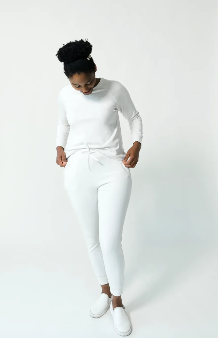 Women's Plain Bamboo Jogger & Pullover Set- Navy