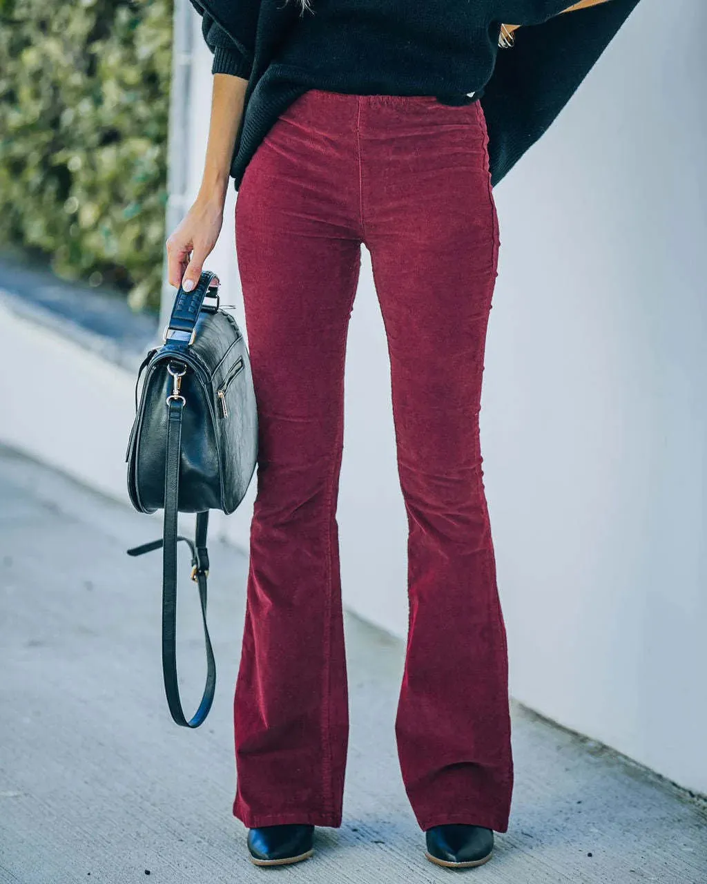 Women’s Slim Fit High-Waisted Flared Trousers