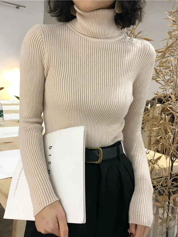 Women's Slim Turtleneck Knitted Sweater