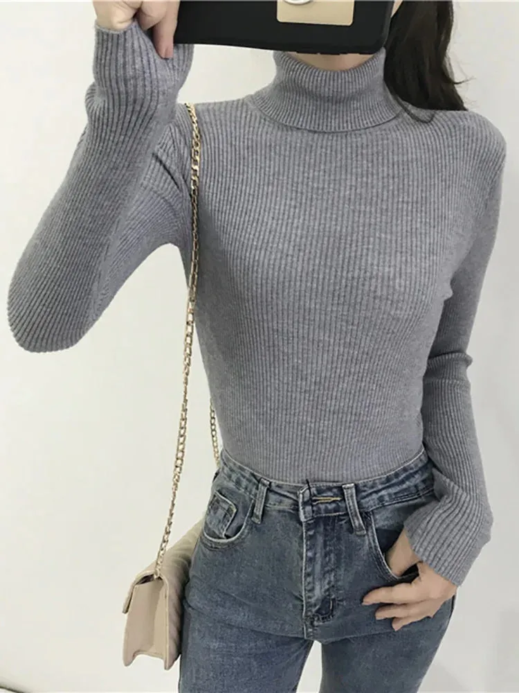 Women's Slim Turtleneck Knitted Sweater