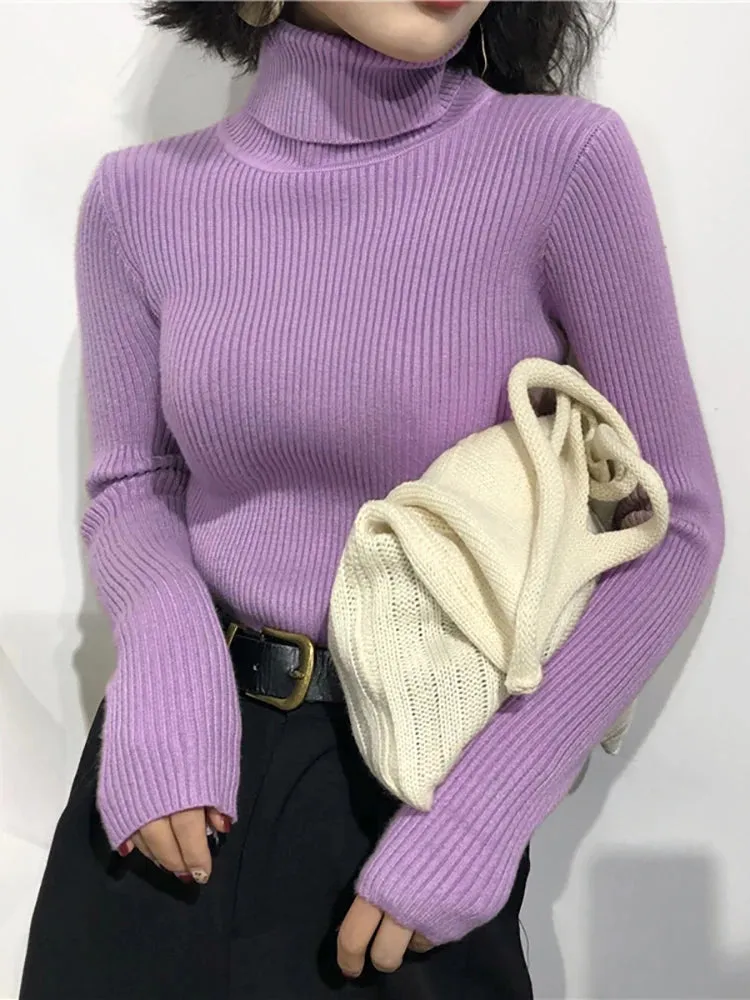Women's Slim Turtleneck Knitted Sweater