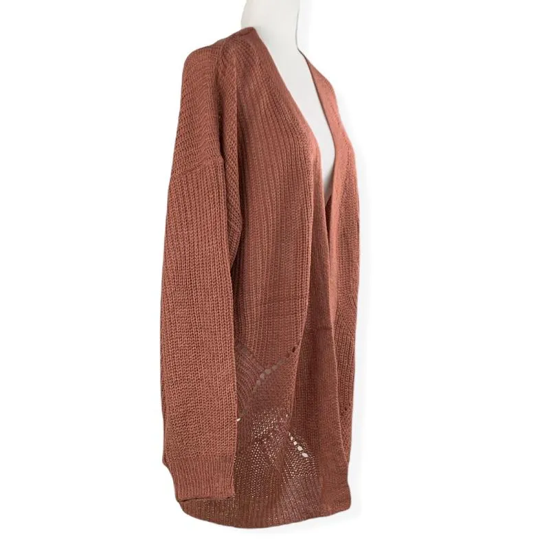 Women's Top Brown Sweaters Knitted Plus Size Cardigan