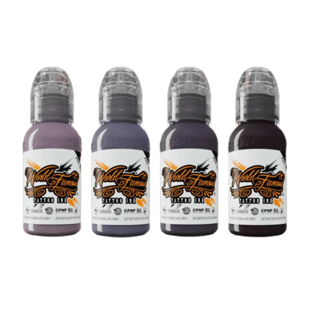 WORLD FAMOUS TATTOO INK 4 BOTTLE DIMA NBK GRAPE GREY SET