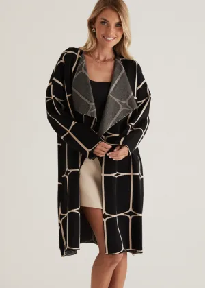 Xavor Knit Coat - Black Geo