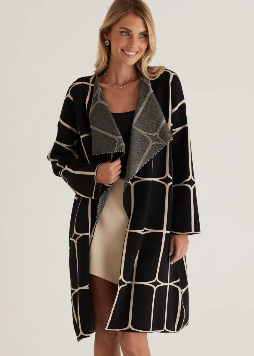 Xavor Knit Coat - Black Geo