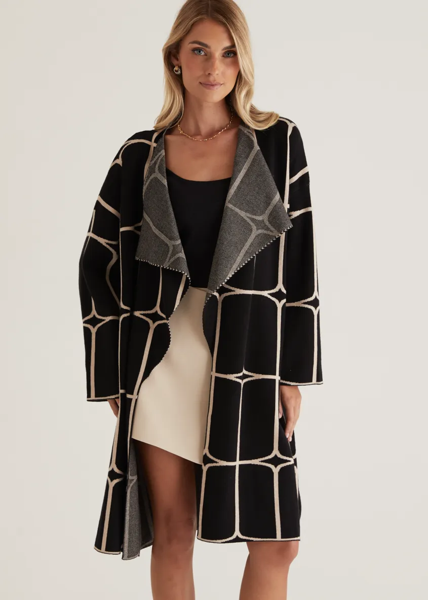 Xavor Knit Coat - Black Geo