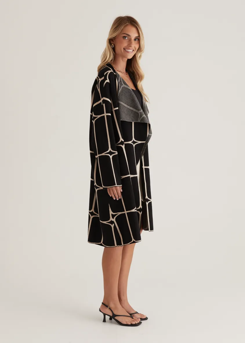 Xavor Knit Coat - Black Geo