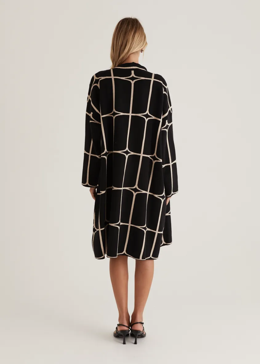 Xavor Knit Coat - Black Geo