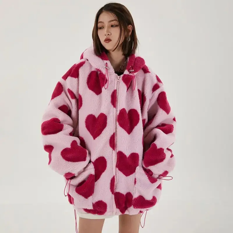 Y2K Heart-Shaped Jacket for Retro Style and Comfort