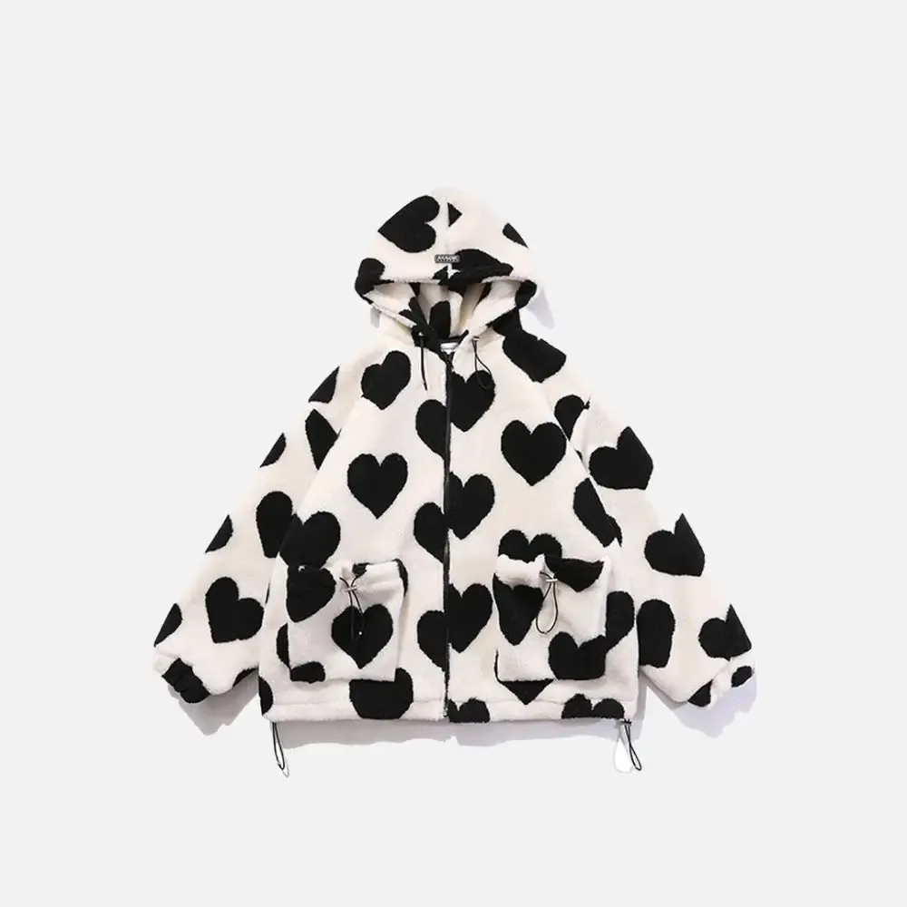 Y2K Heart-Shaped Jacket for Retro Style and Comfort