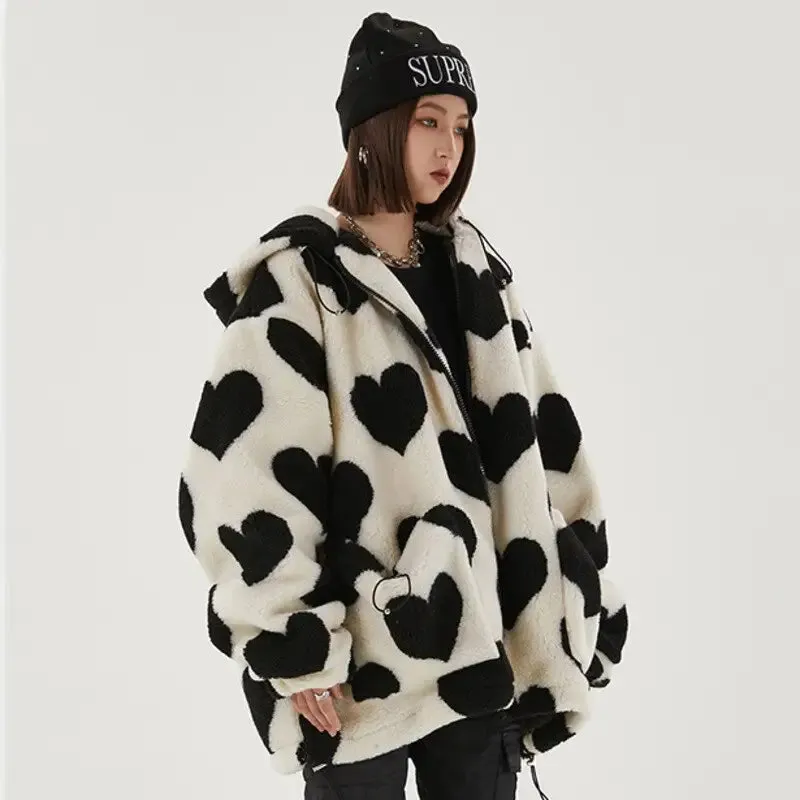 Y2K Heart-Shaped Jacket for Retro Style and Comfort