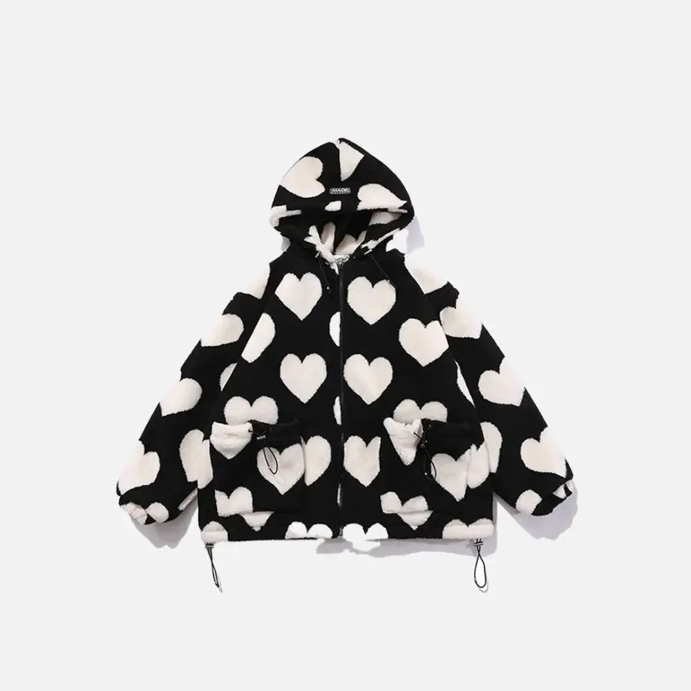 Y2K Heart-Shaped Jacket for Retro Style and Comfort
