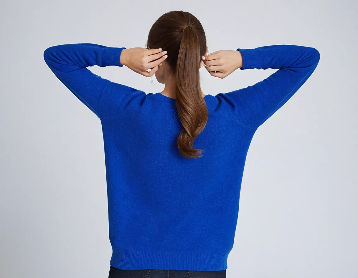 Yazmin® | Casual, simple blue sweater with long sleeves and a crew neck