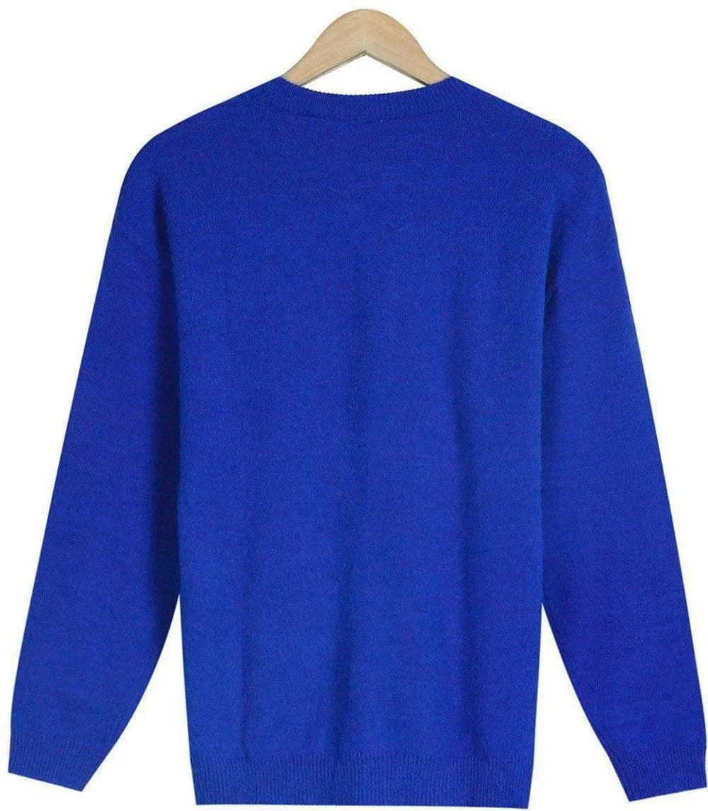 Yazmin® | Casual, simple blue sweater with long sleeves and a crew neck
