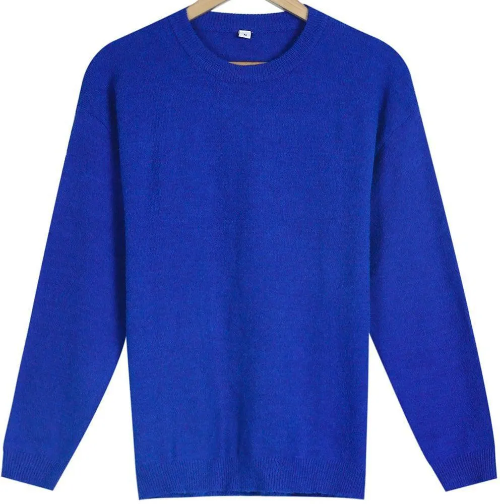 Yazmin® | Casual, simple blue sweater with long sleeves and a crew neck