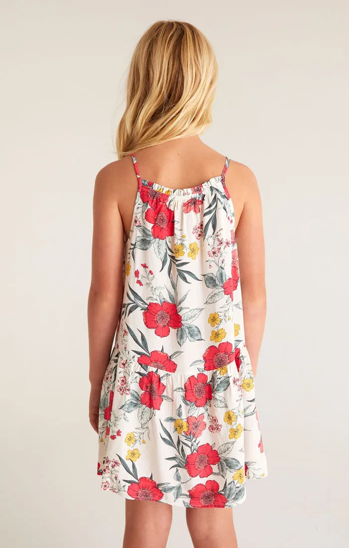 Z Supply Girls Flynn Floral Dress - White Sand