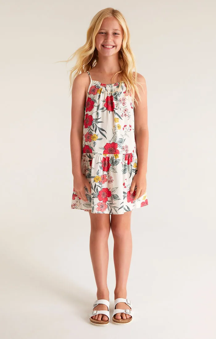 Z Supply Girls Flynn Floral Dress - White Sand