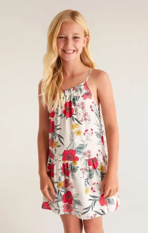 Z Supply Girls Flynn Floral Dress - White Sand