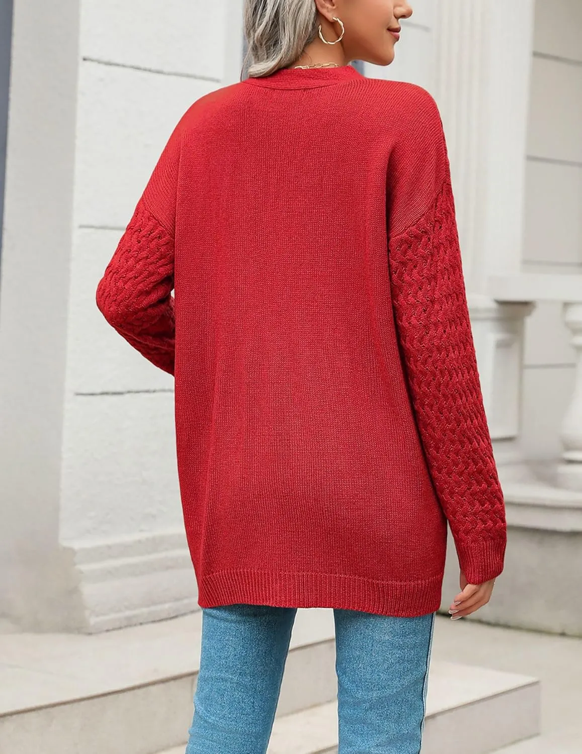 Zeagoo Womens 2024 Long Sleeve Chunky Cable Knit Fall Cardigans Sweaters Button Down Open Front Outerwear with Pockets