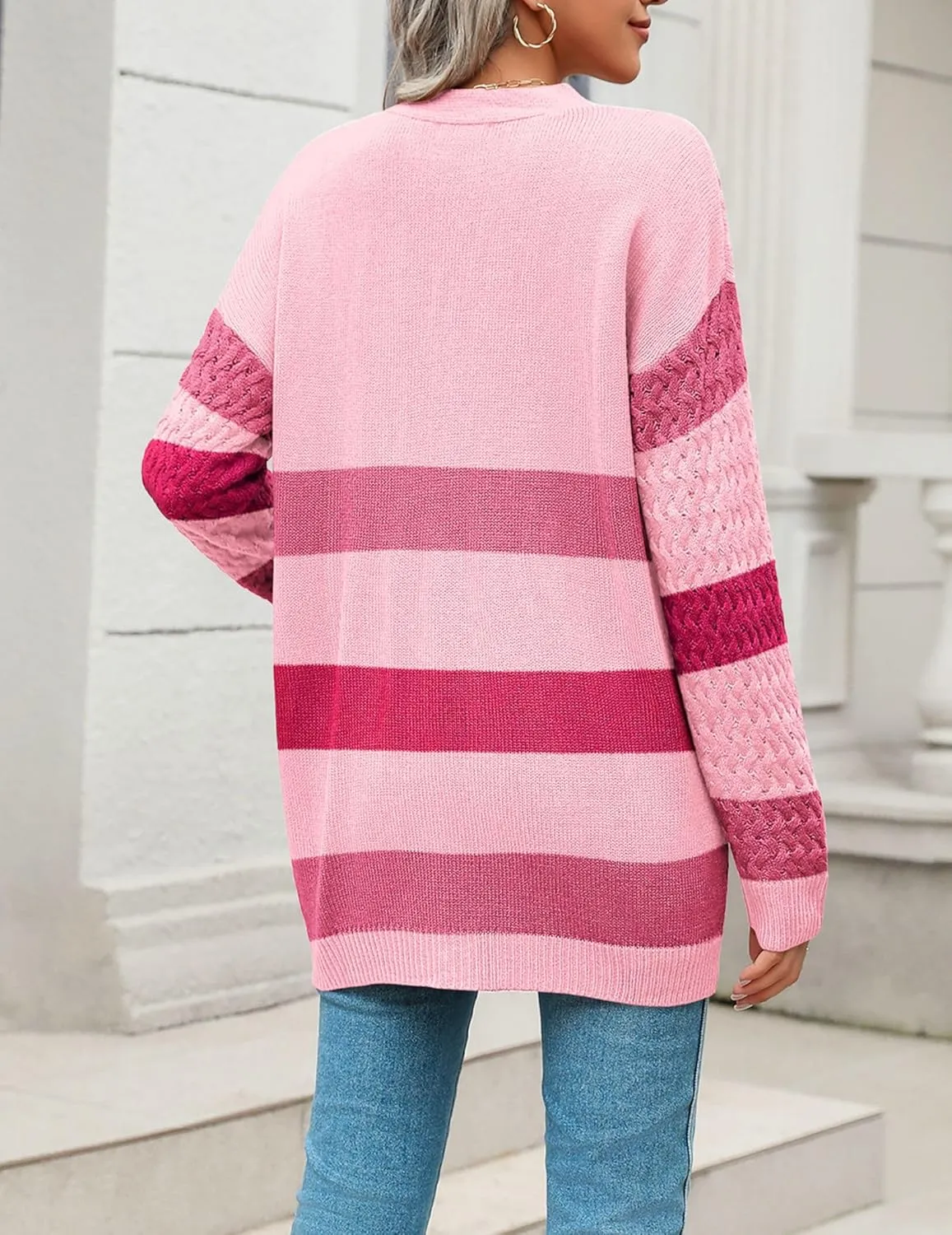 Zeagoo Womens 2024 Long Sleeve Chunky Cable Knit Fall Cardigans Sweaters Button Down Open Front Outerwear with Pockets